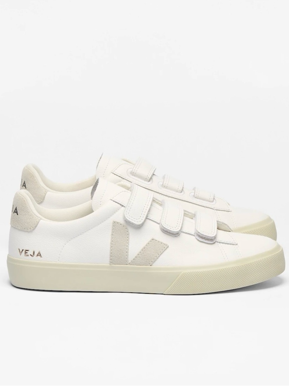 Veja Recife White Leather Velcro Sneakers